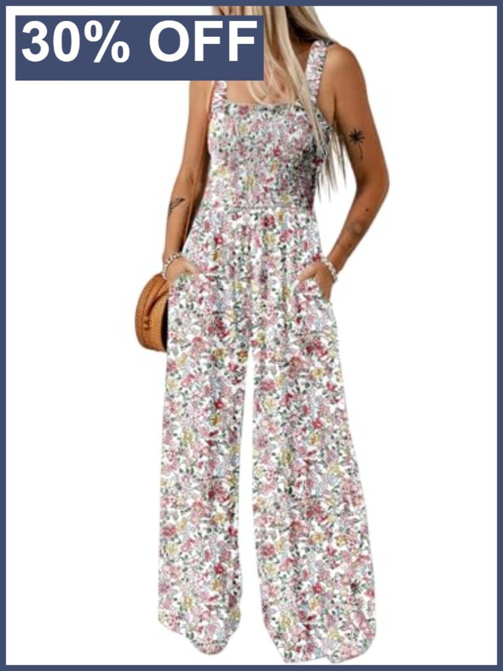 Dokotoo Loose Sleeveless Square Neck Wide Leg Jumpsuit One Piece Romper